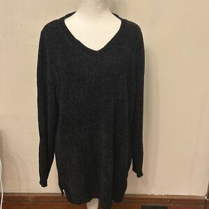 Karen Scott deep black long sleeve V neckline sweater Size 1X New